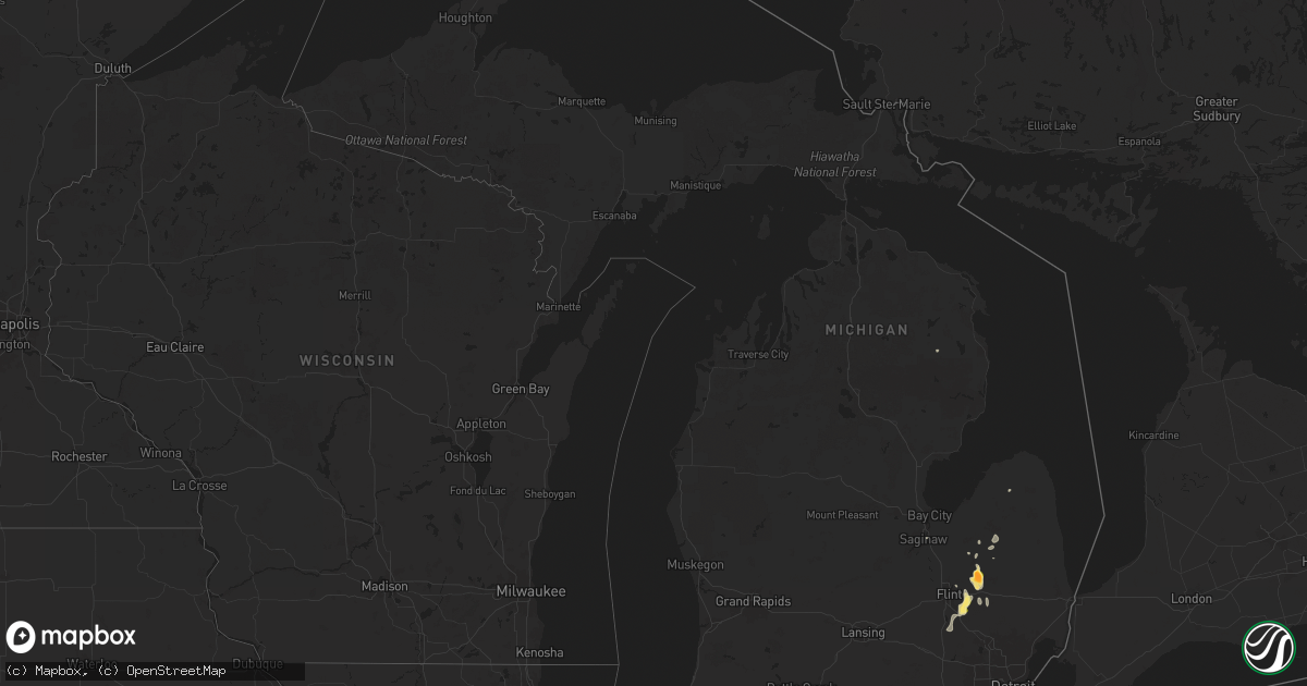 Hail map in Michigan on May 17, 2024