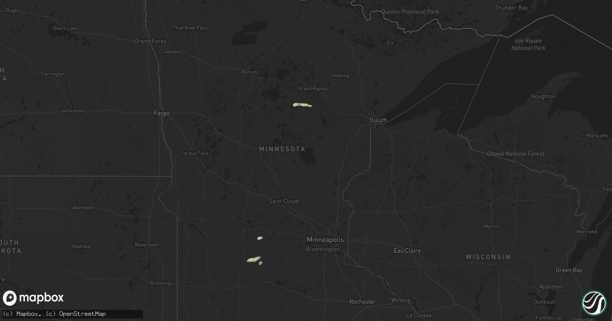 Hail map in Minnesota on May 17, 2024