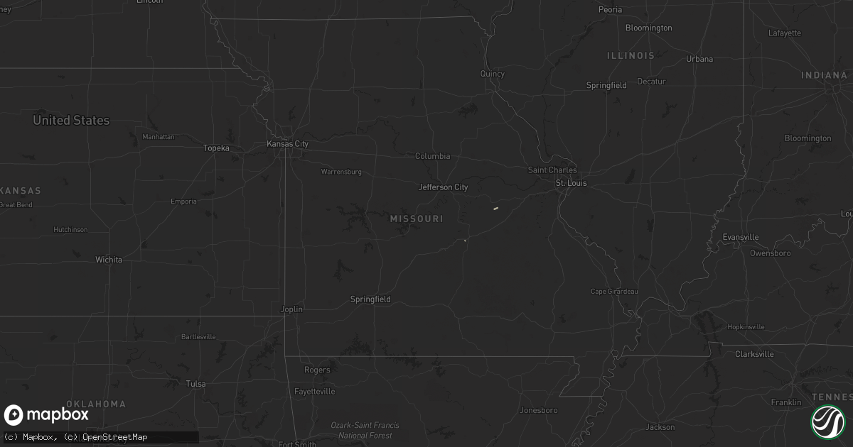 Hail map in Missouri on May 17, 2024
