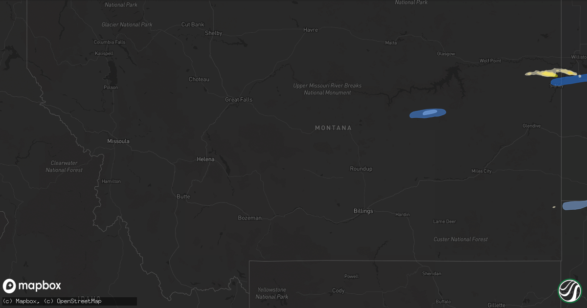 Hail map in Montana on May 17, 2024