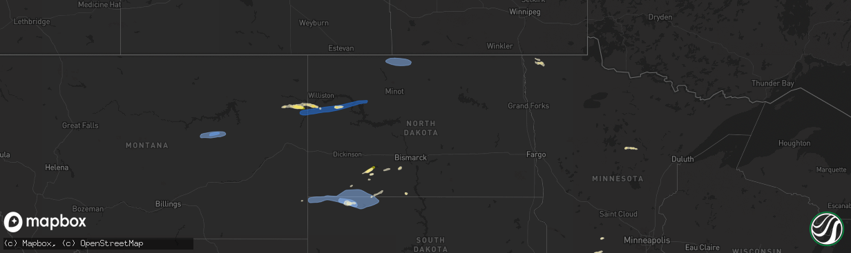 Hail map in North Dakota on May 17, 2024