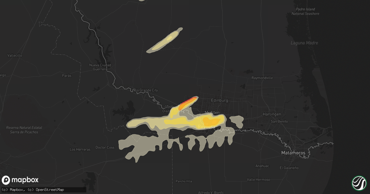 Hail map in Penitas, TX on May 17, 2024