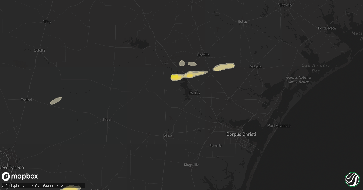 Hail map in Sandia, TX on May 17, 2024