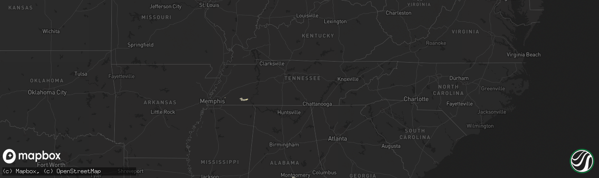 Hail map in Tennessee on May 17, 2024