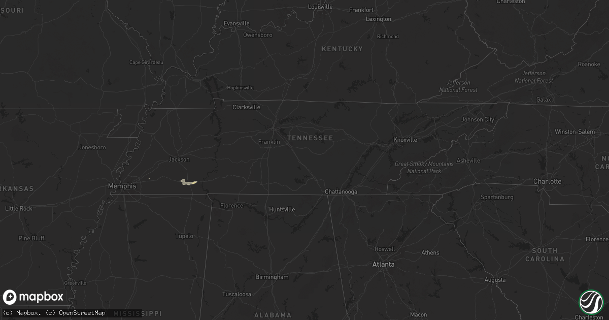 Hail map in Tennessee on May 17, 2024