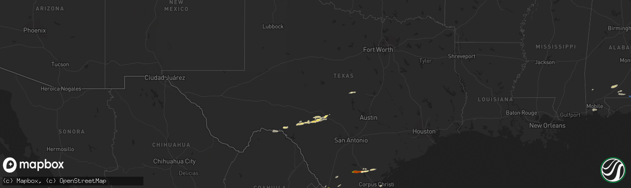 Hail map in Texas on May 17, 2024