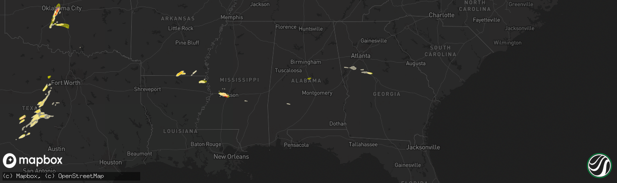 Hail map in Alabama on May 17, 2025