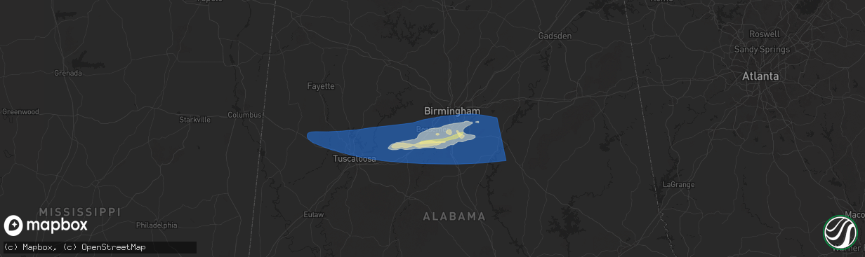 Hail map in Bessemer, AL on May 17, 2025
