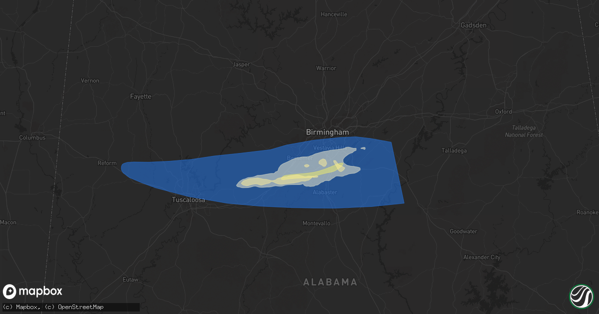 Hail map in Bessemer, AL on May 17, 2025