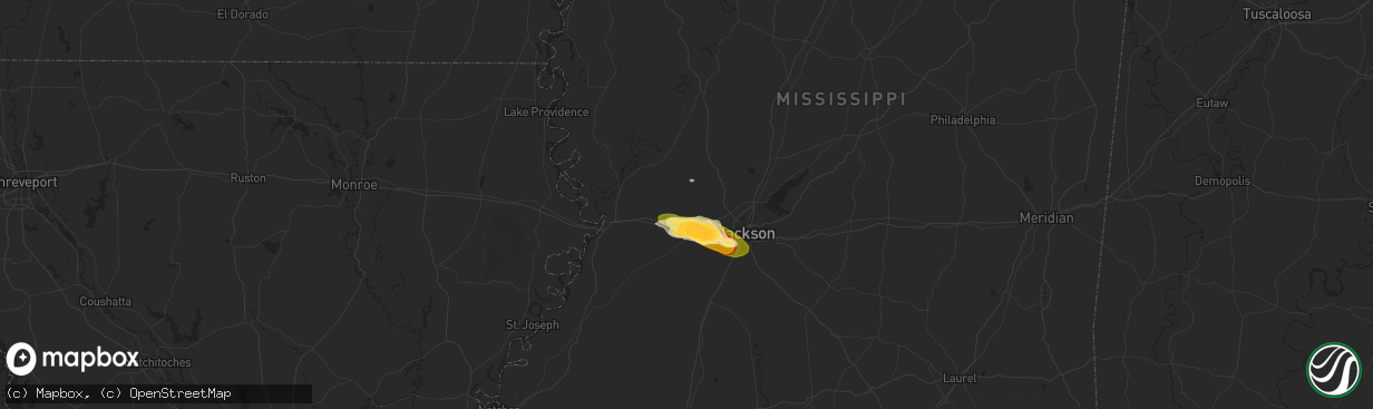 Hail map in Bolton, MS on May 17, 2025