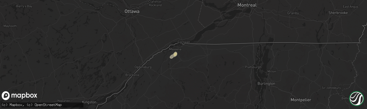Hail map in Brasher Falls, NY on May 17, 2025