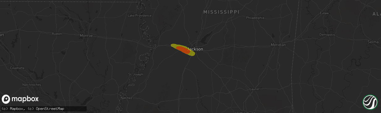 Hail map in Byram, MS on May 17, 2025