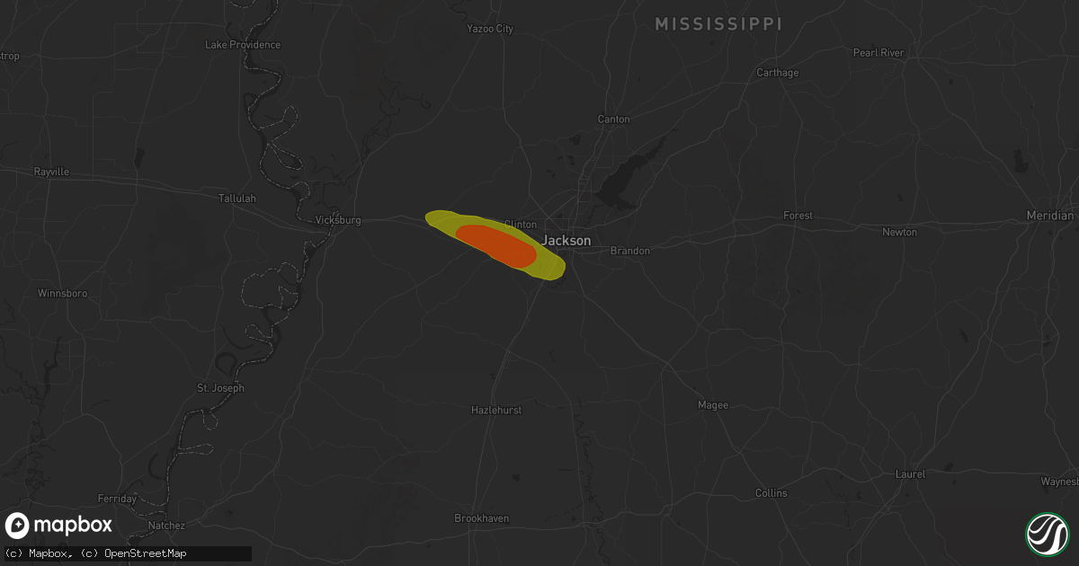 Hail map in Byram, MS on May 17, 2025
