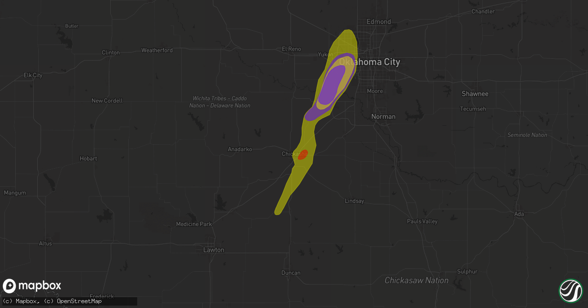 Hail map in Chickasha, OK on May 17, 2025