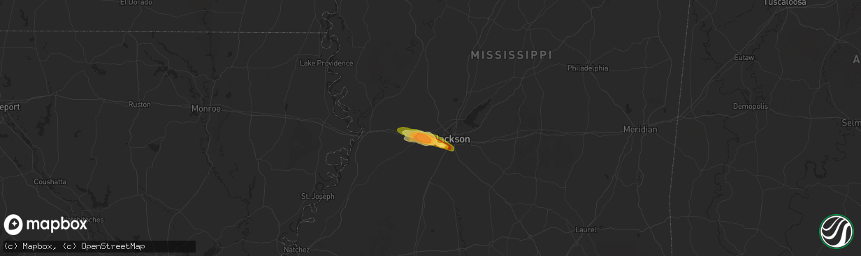 Hail map in Clinton, MS on May 17, 2025
