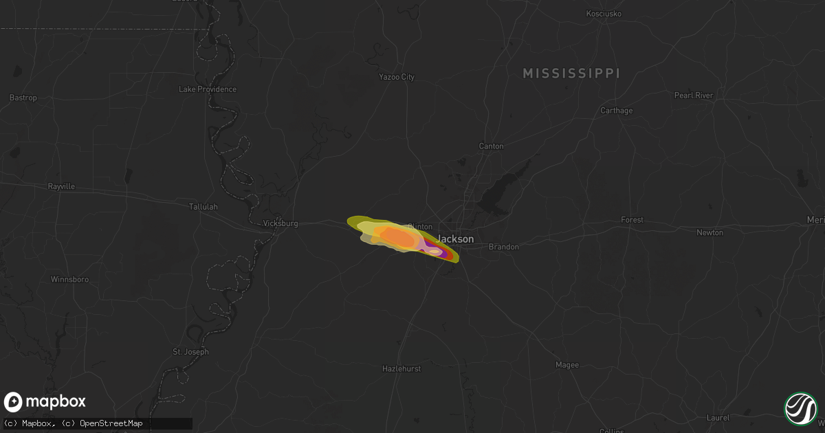 Hail map in Clinton, MS on May 17, 2025