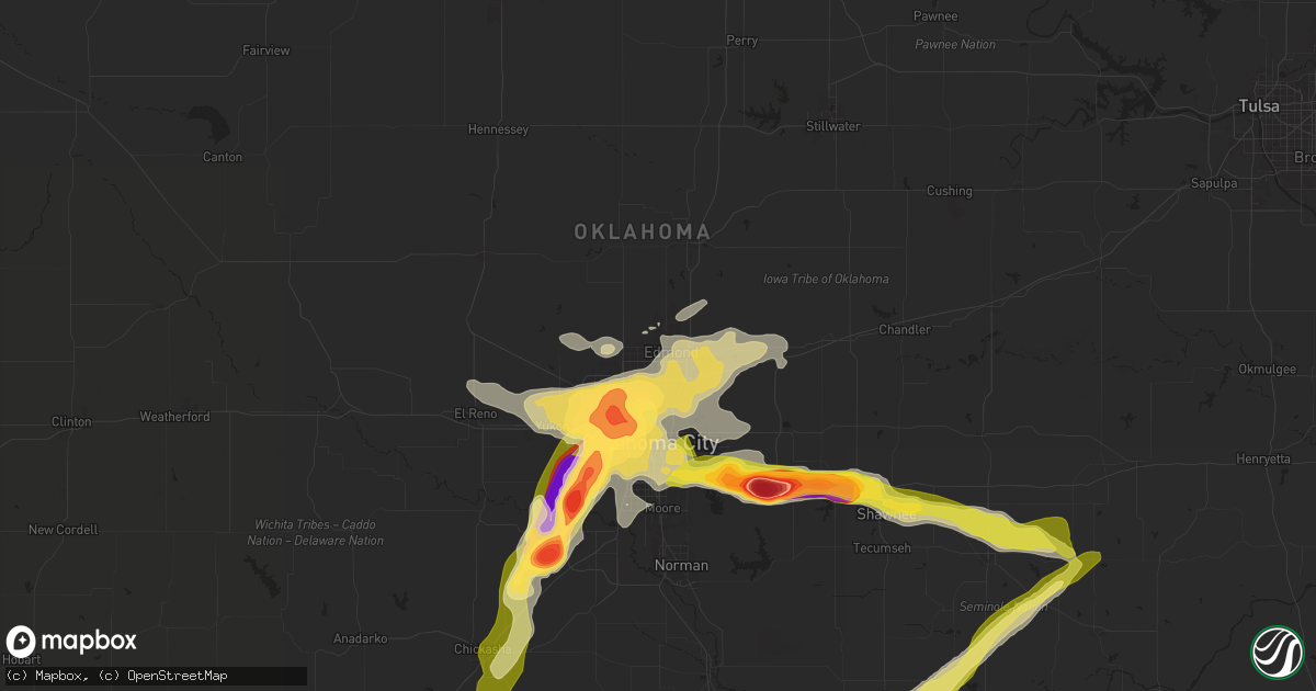 Hail map in Edmond, OK on May 17, 2025