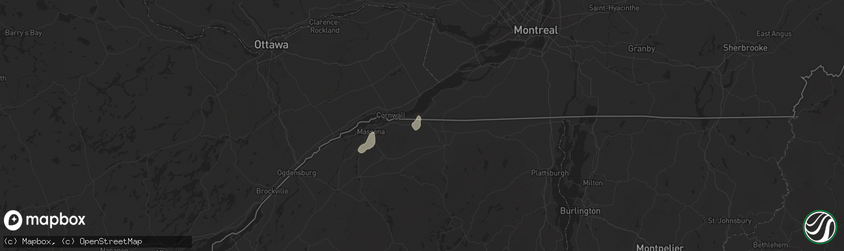 Hail map in Fort Covington, NY on May 17, 2025