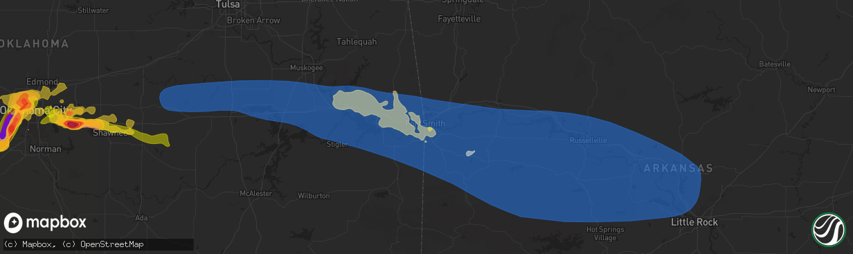 Hail map in Fort Smith, AR on May 17, 2025