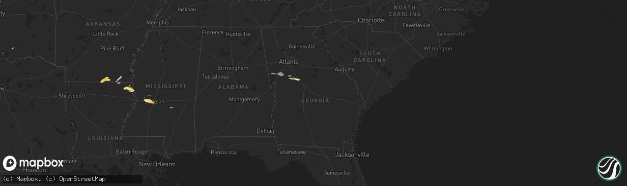 Hail map in Georgia on May 17, 2025