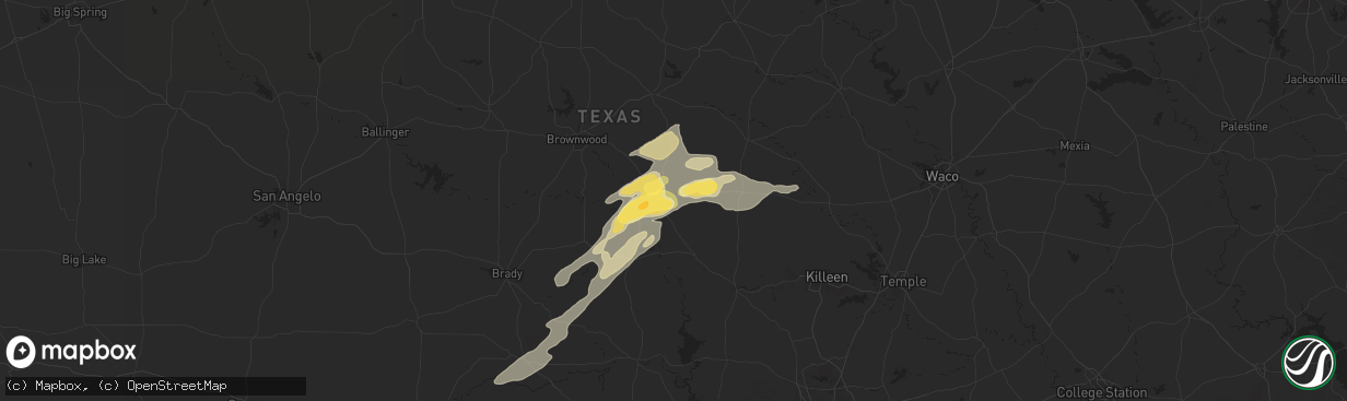 Hail map in Goldthwaite, TX on May 17, 2025