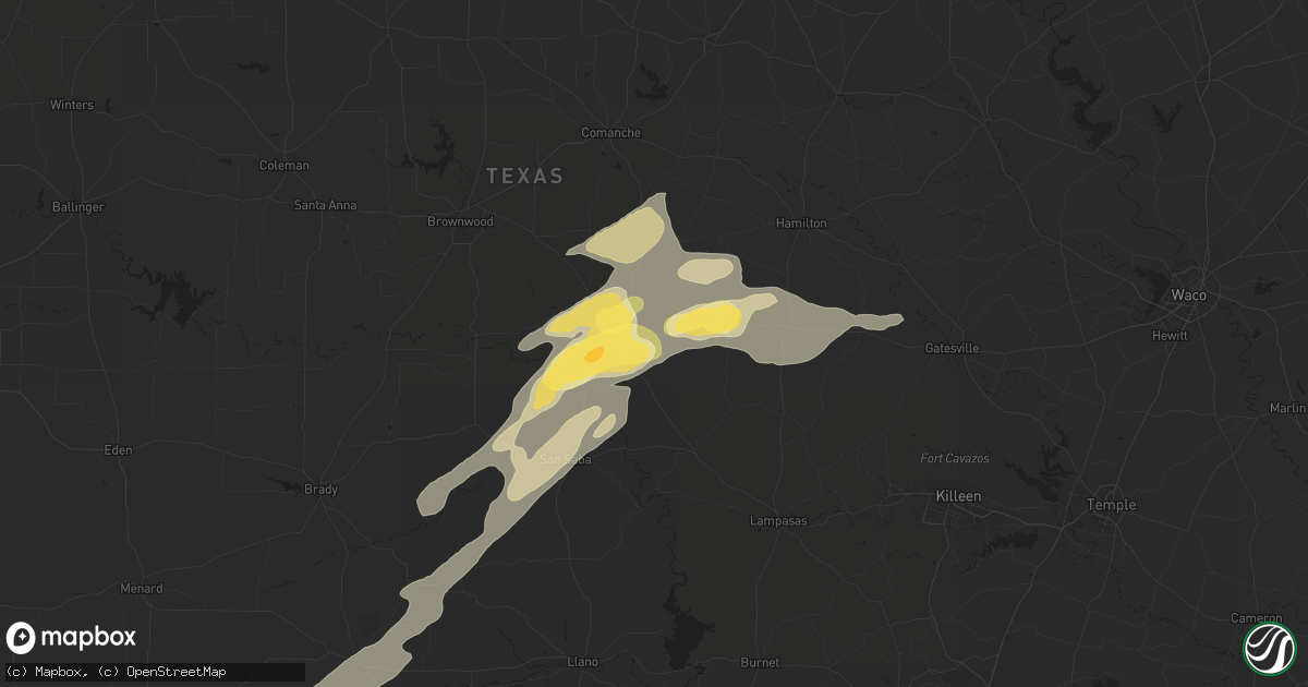 Hail map in Goldthwaite, TX on May 17, 2025