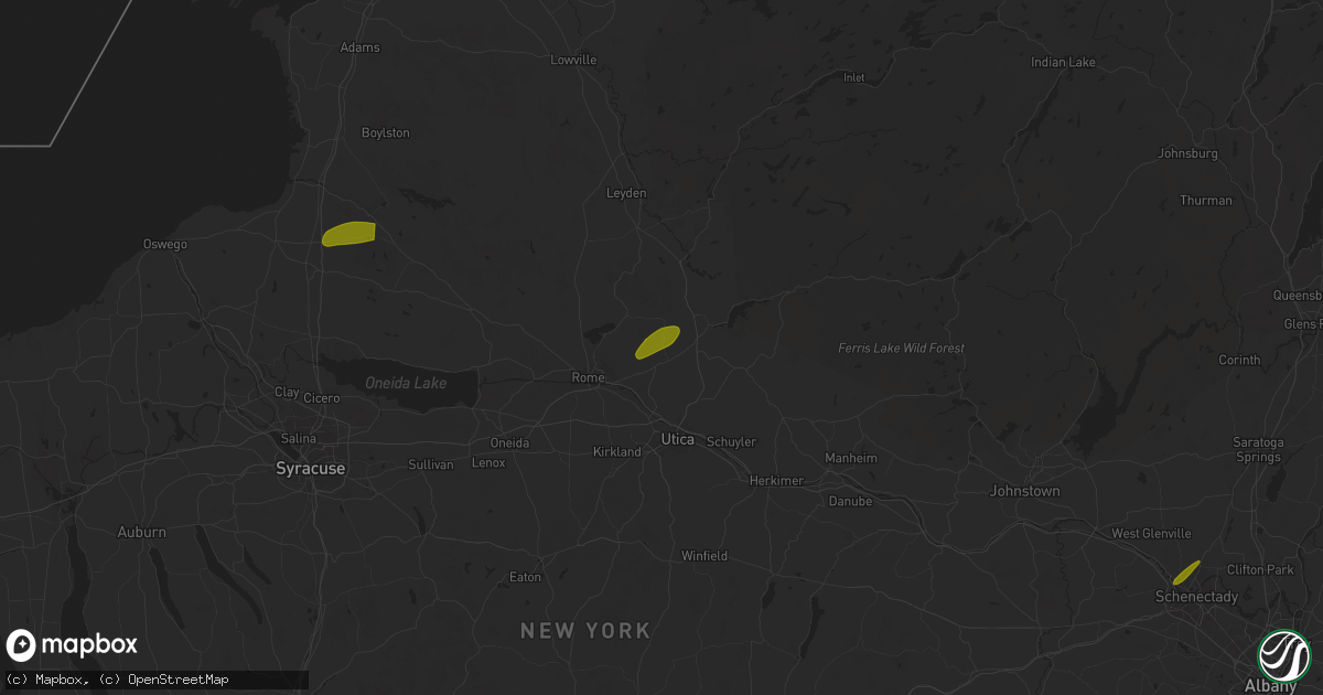 Hail map in Holland Patent, NY on May 17, 2025