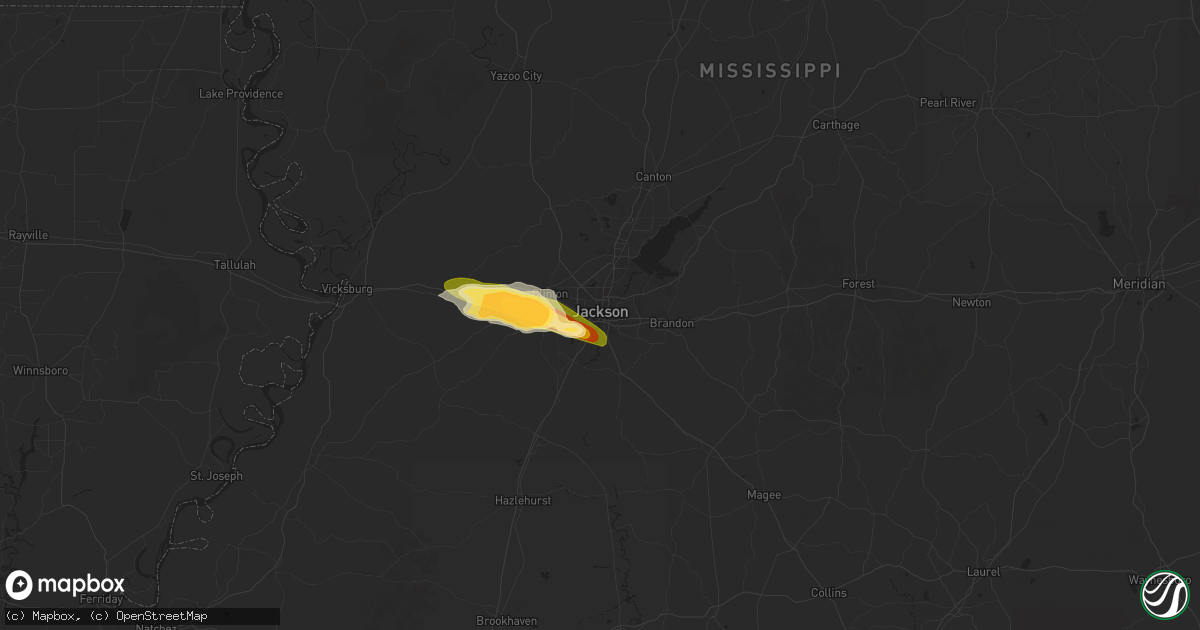 Hail map in Jackson, MS on May 17, 2025