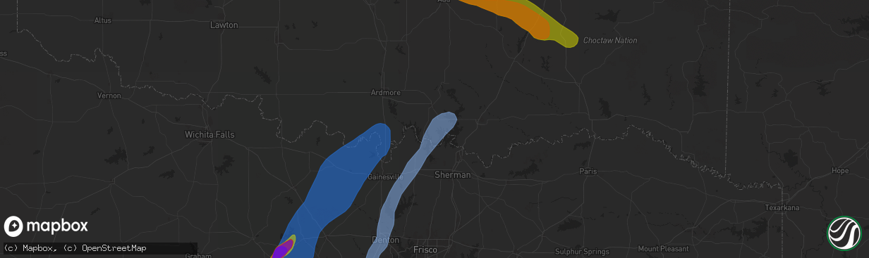 Hail map in Kingston, OK on May 17, 2025