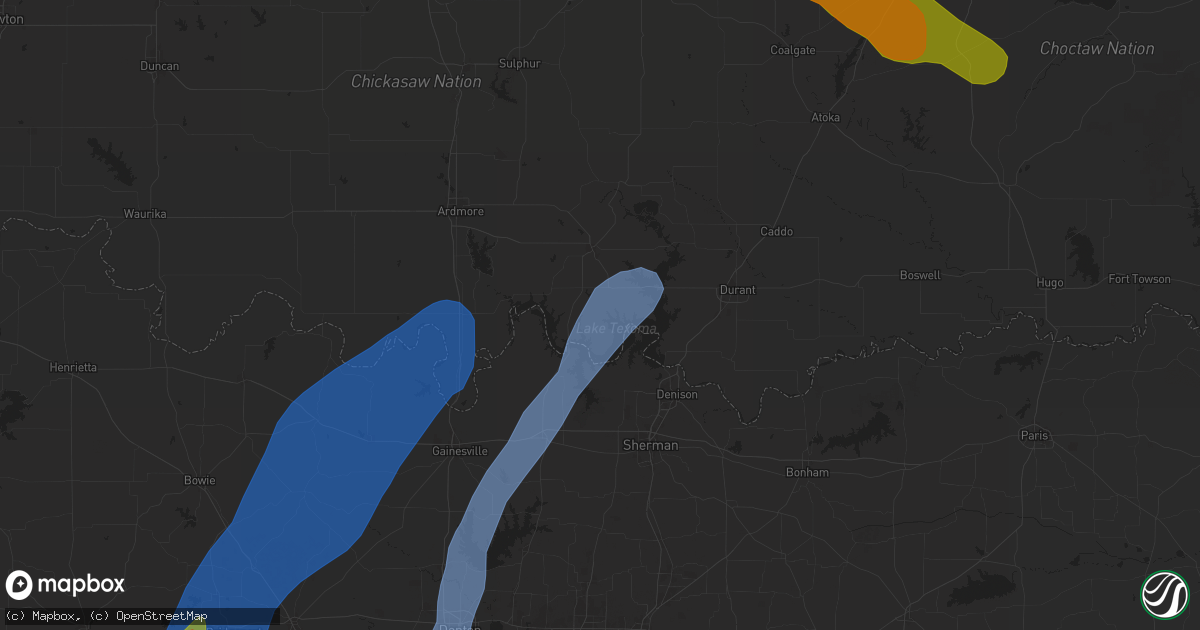 Hail map in Kingston, OK on May 17, 2025