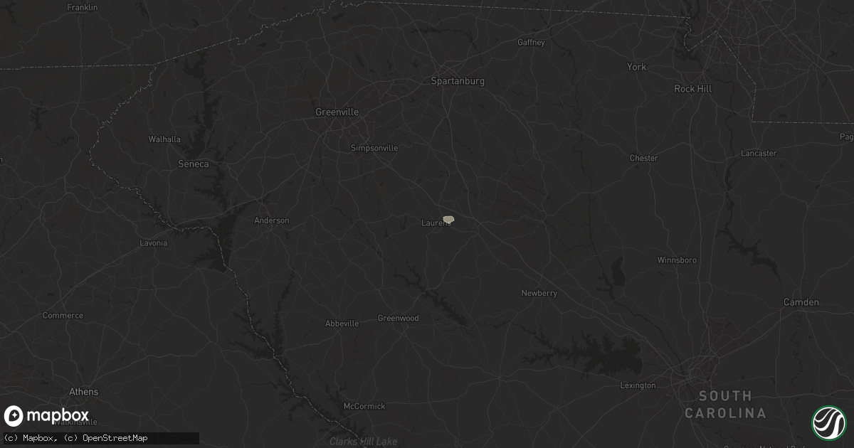 Hail map in Laurens, SC on May 17, 2025