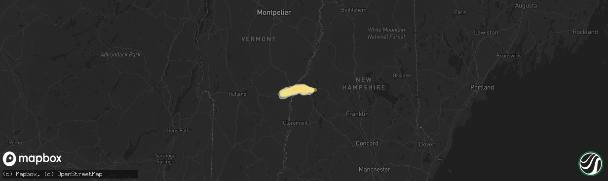 Hail map in Lebanon, NH on May 17, 2025