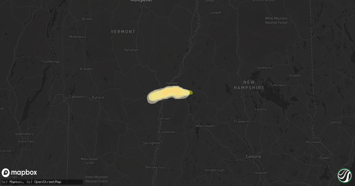 Hail map in Lebanon, NH on May 17, 2025