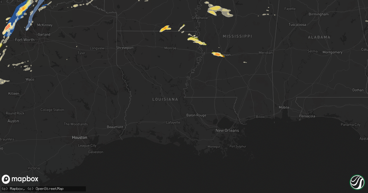 Hail map in Louisiana on May 17, 2025