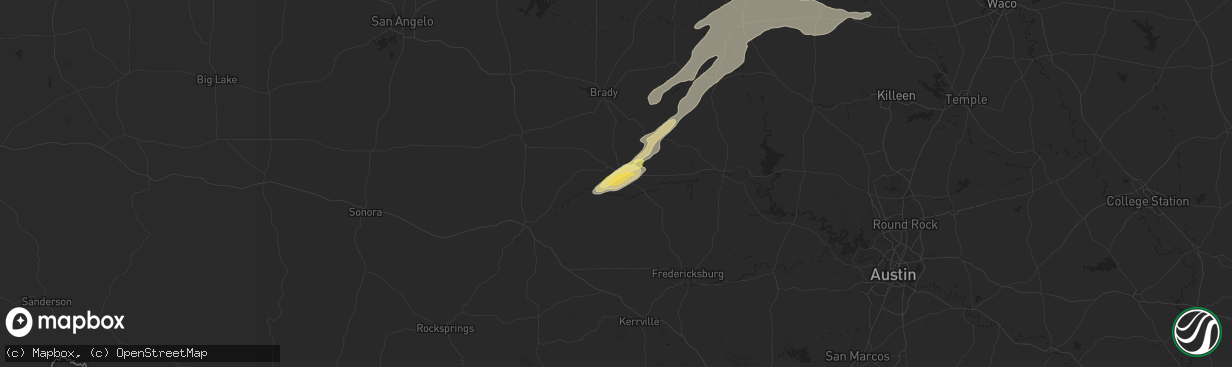 Hail map in Mason, TX on May 17, 2025