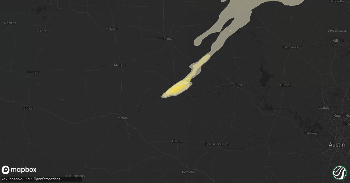 Hail map in Mason, TX on May 17, 2025