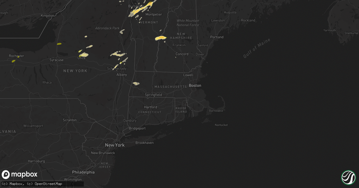 Hail map in Massachusetts on May 17, 2025