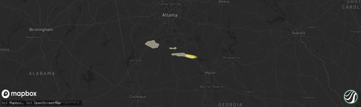 Hail map in Milner, GA on May 17, 2025