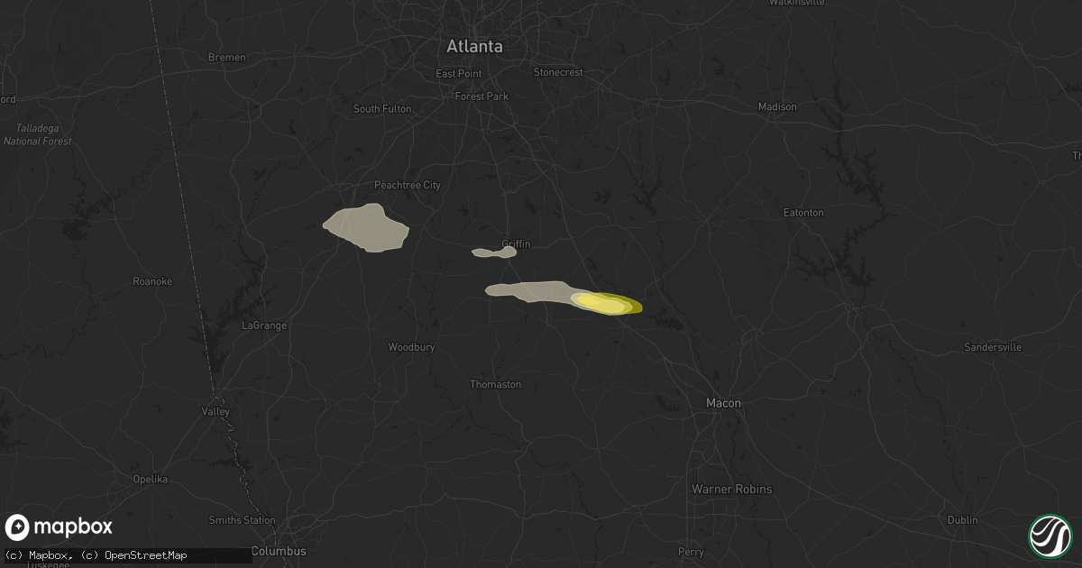 Hail map in Milner, GA on May 17, 2025