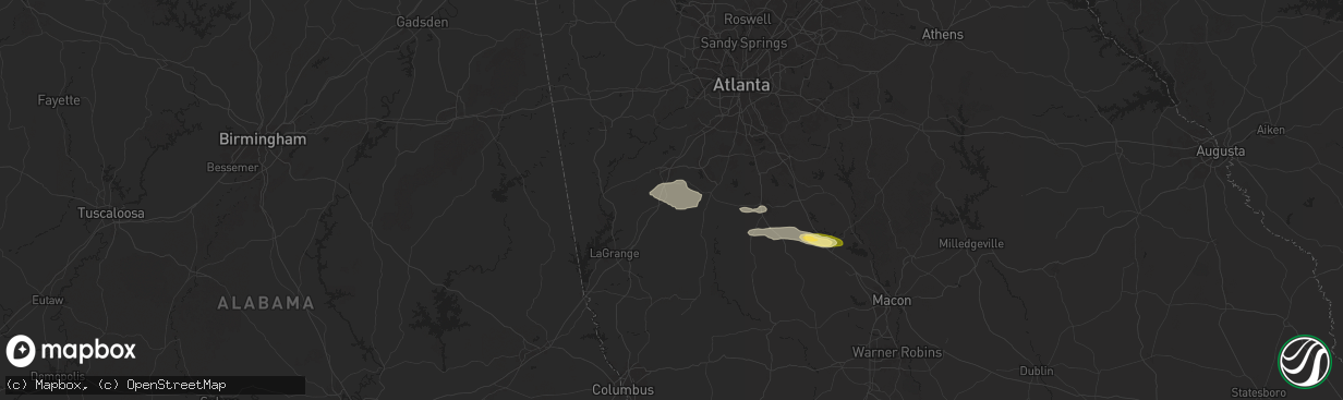 Hail map in Moreland, GA on May 17, 2025