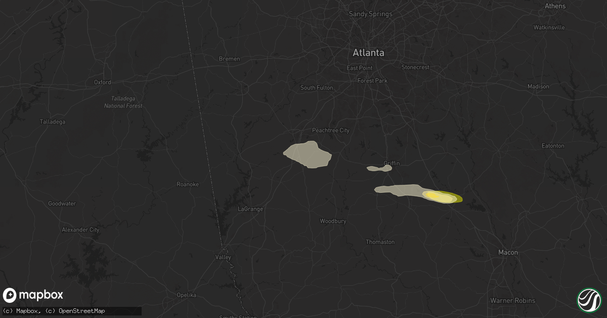 Hail map in Moreland, GA on May 17, 2025