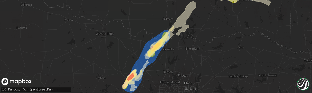 Hail map in Muenster, TX on May 17, 2025