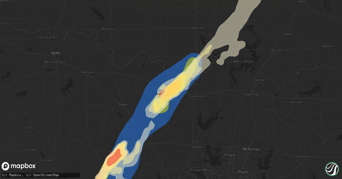 Hail map in Muenster, TX on May 17, 2025