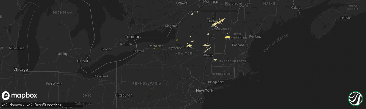 Hail map in New York on May 17, 2025