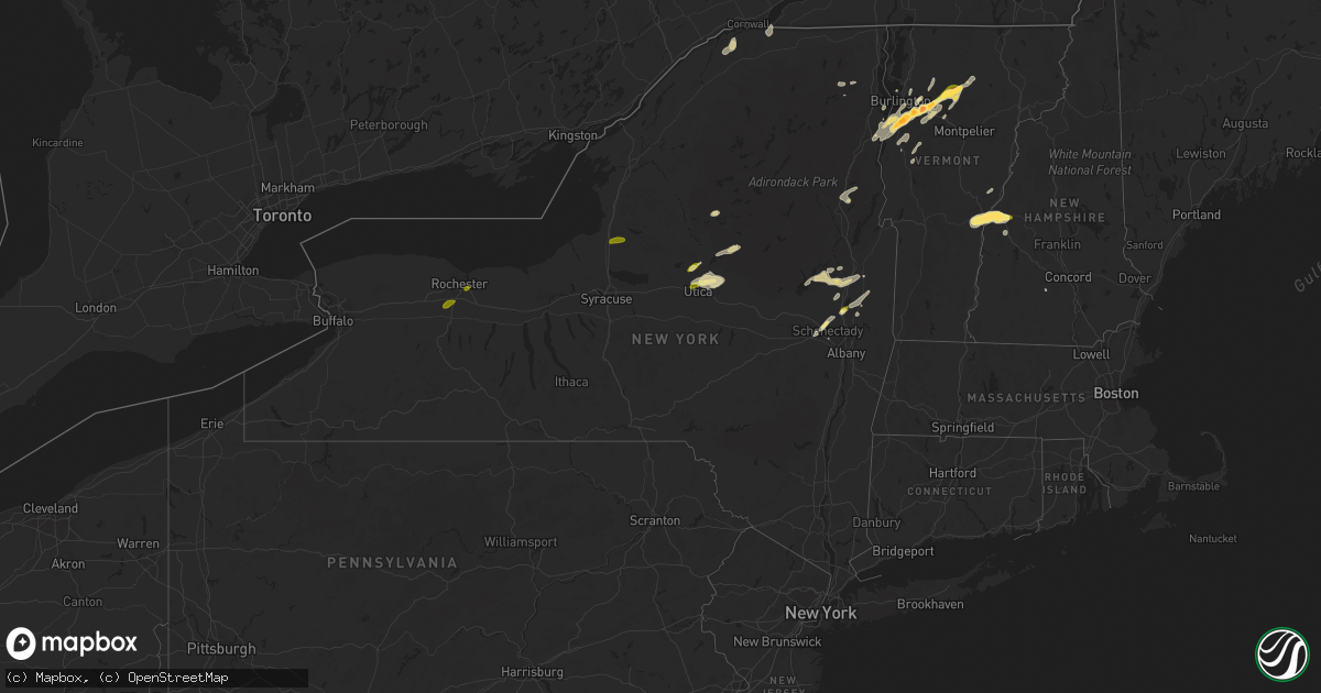 Hail map in New York on May 17, 2025