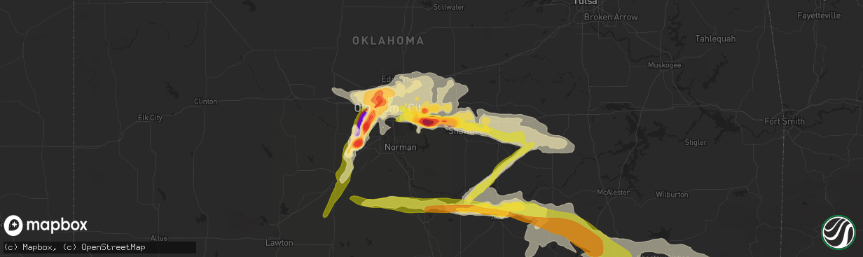 Hail map in Newalla, OK on May 17, 2025