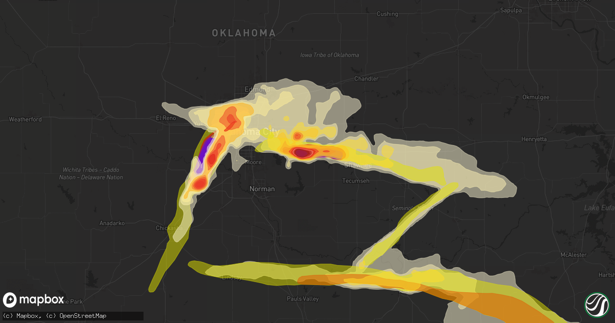 Hail map in Newalla, OK on May 17, 2025