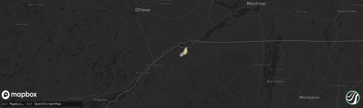 Hail map in Norfolk, NY on May 17, 2025