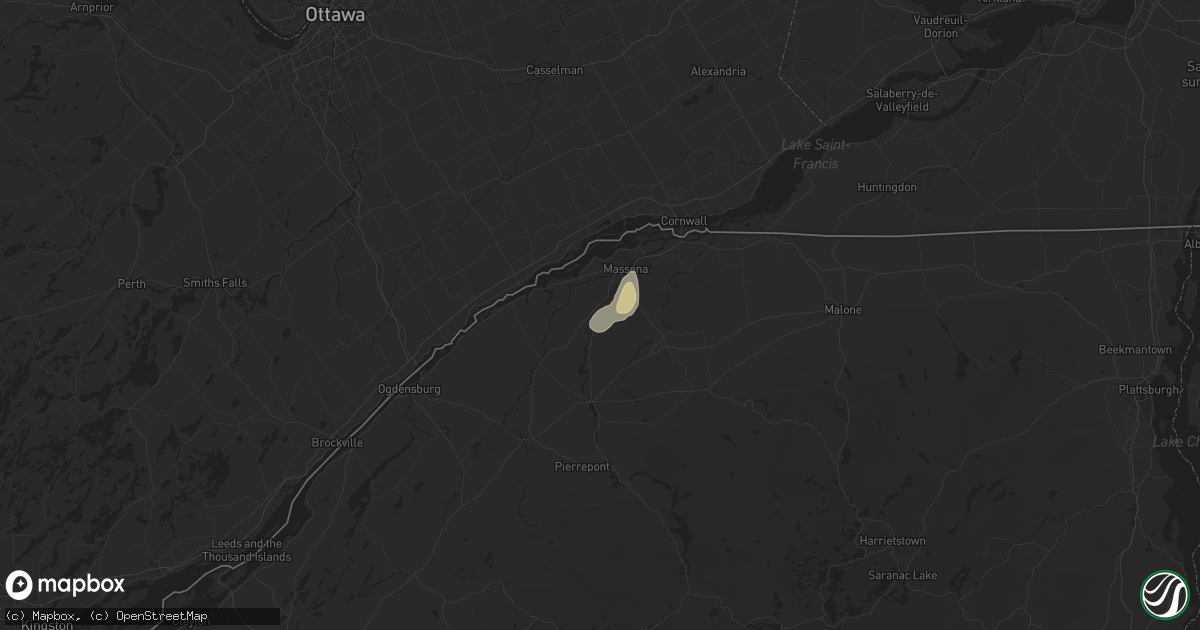 Hail map in Norfolk, NY on May 17, 2025