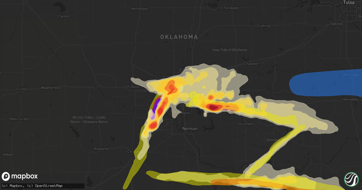 Hail map in Oklahoma City, OK on May 17, 2025